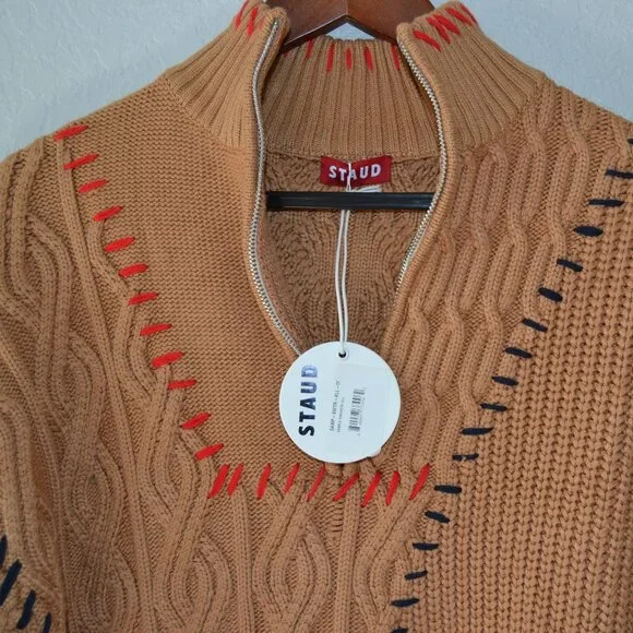 STAUD 1/4 ZIP PULL-OVERMOCKNECK SWEATER- NWT SIZEOS